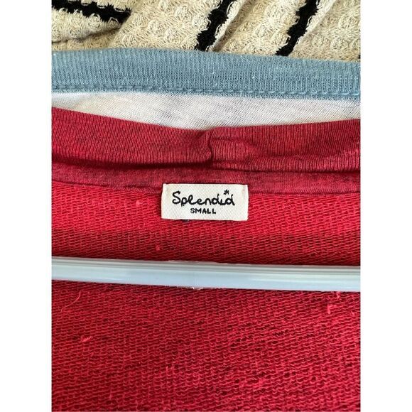 Splendid red and dark red striped Dolman lightweight sweatshirt S - Picture 2 of 4